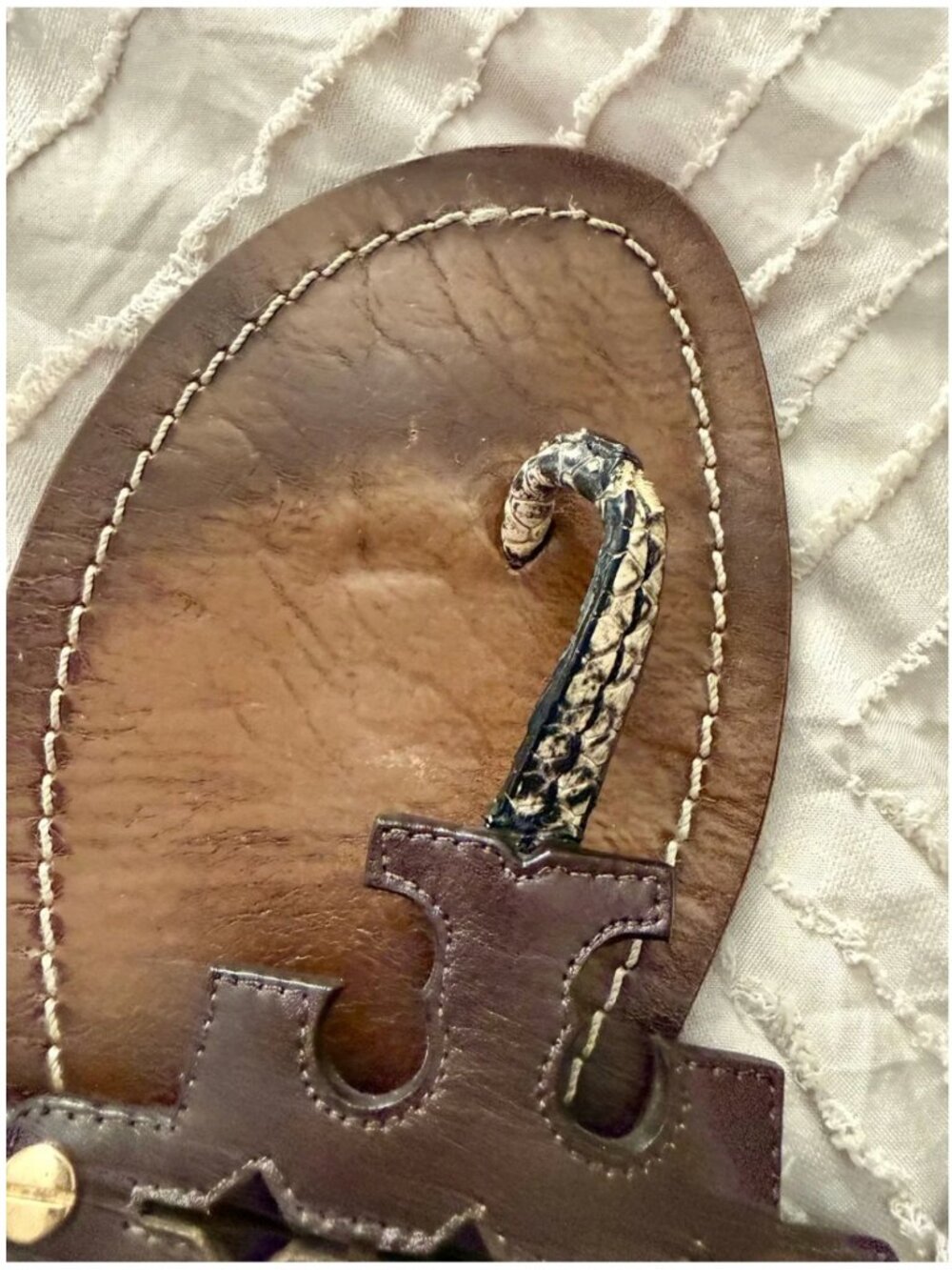 Tory Burch Phoebe Chandler Flat Leather Sandals with Snake-Print Trim - Picture 15 of 16